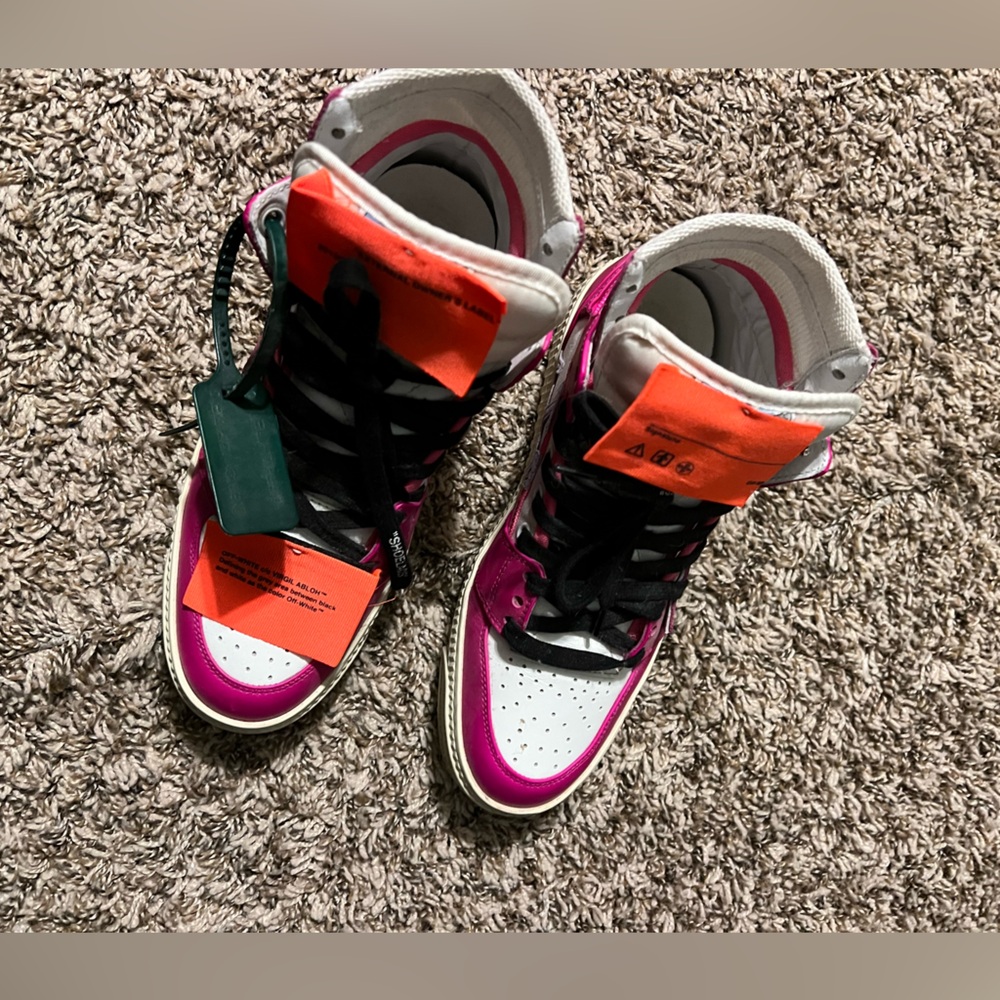 Off-White Pink High-Top Sneakers - Picture 5 of 6